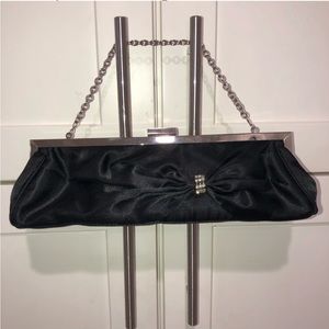 NWOT Black satin clutch bag